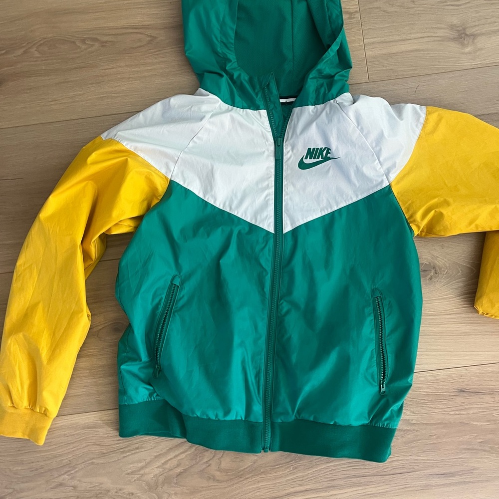 Nike Green and Yellow Lightweight Hooded Windbreaker